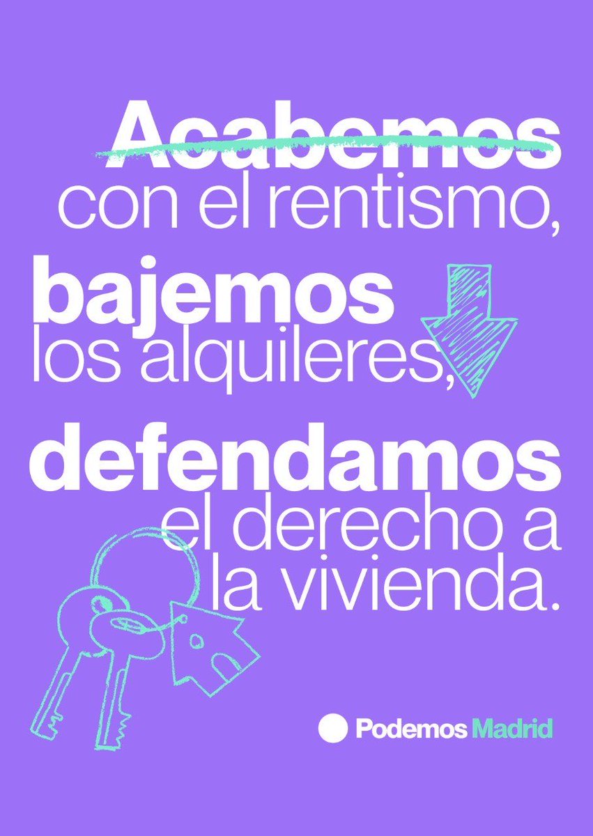 podemosmad's tweet photo. ¡Acabemos con el rentismo,
defendamos el derecho a la vivienda! 

🔑🔑🔑 https://t.co/k4N2JUCVmL