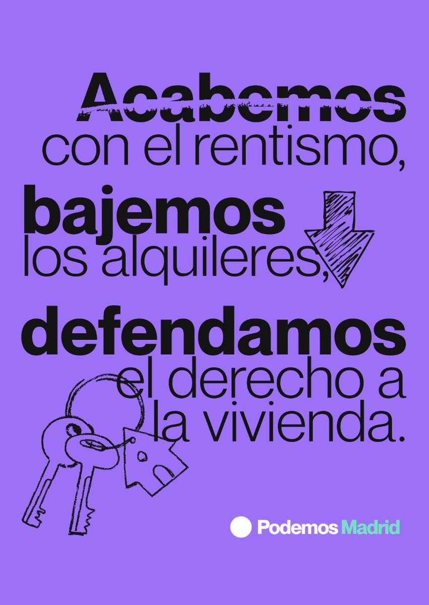 podemosmad's tweet photo. ¡Acabemos con el rentismo,
defendamos el derecho a la vivienda! 

🔑🔑🔑 https://t.co/k4N2JUCVmL