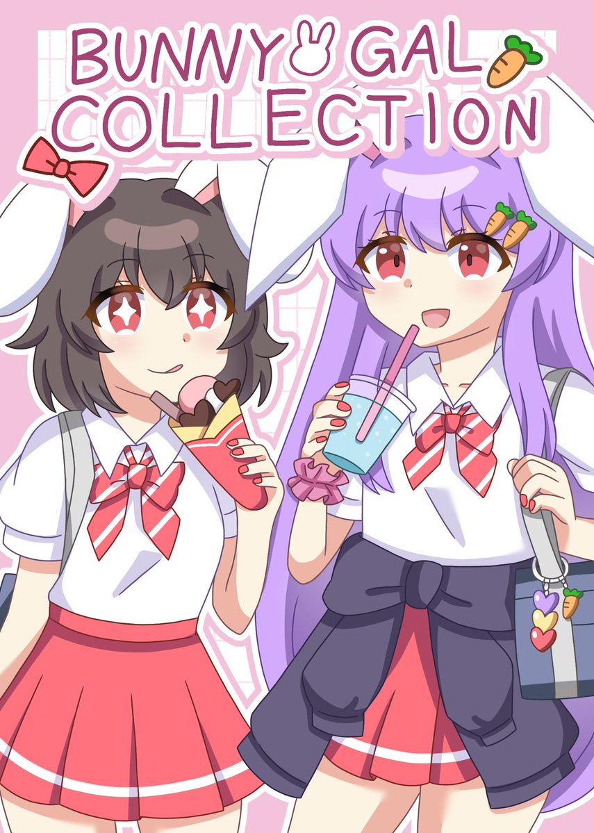 pmm_little39's tweet photo. 【第十三回博麗神社秋季例大祭 新刊サンプル】
『BUNNY GAL COLLECTION』
A5/16p/500円

うどんげとてゐの学パロイラスト本です！！🐇💕 ギャル（？）になった2人の描き下ろしイラスト9枚入り！！！ここでしか公開しない絵も何枚かあります…！！ https://t.co/Yf1YkhsN4B