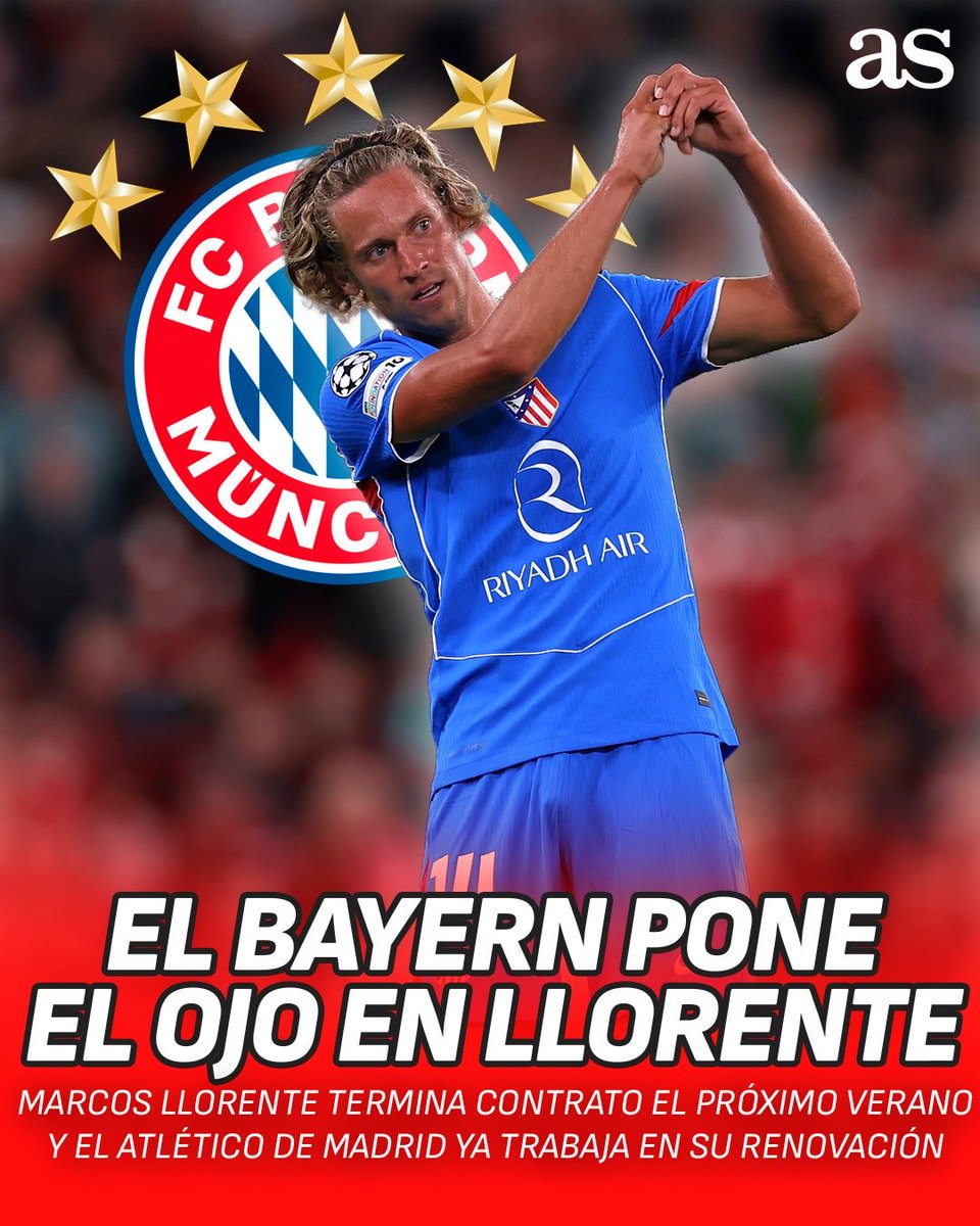 diarioas's tweet photo. 🚨 ¡El BAYERN se FIJA en MARCOS LLORENTE! https://t.co/fUH8NWfdUQ