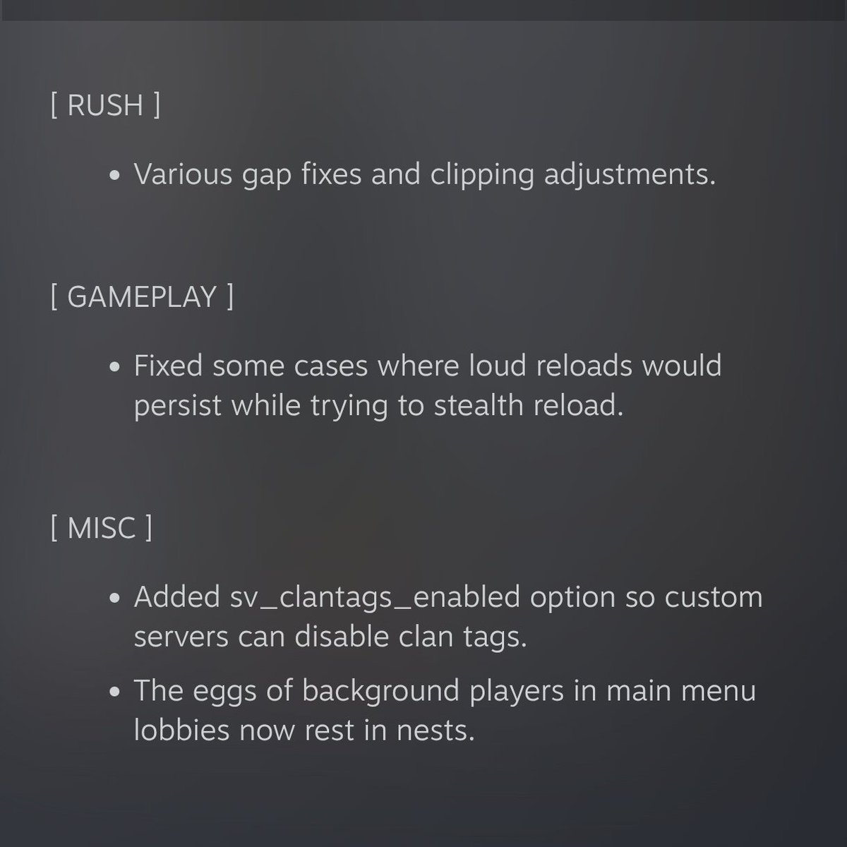 lepajeecs's tweet photo. NEW CS2 Update from last night‼️

Still waiting for the VAC update... https://t.co/X9intvQK3E