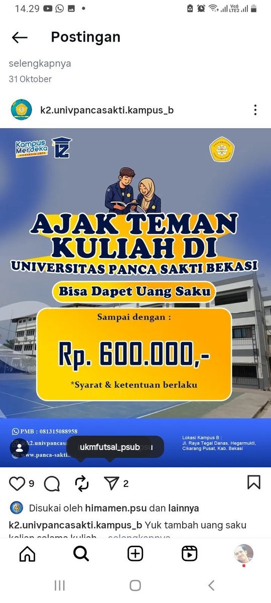 FlorentiusDina4's tweet photo. Univ pancasakti bekasi  terakreditasi B biaya termurah dan mudah dicicil https://t.co/NWhJ2cVS8Y