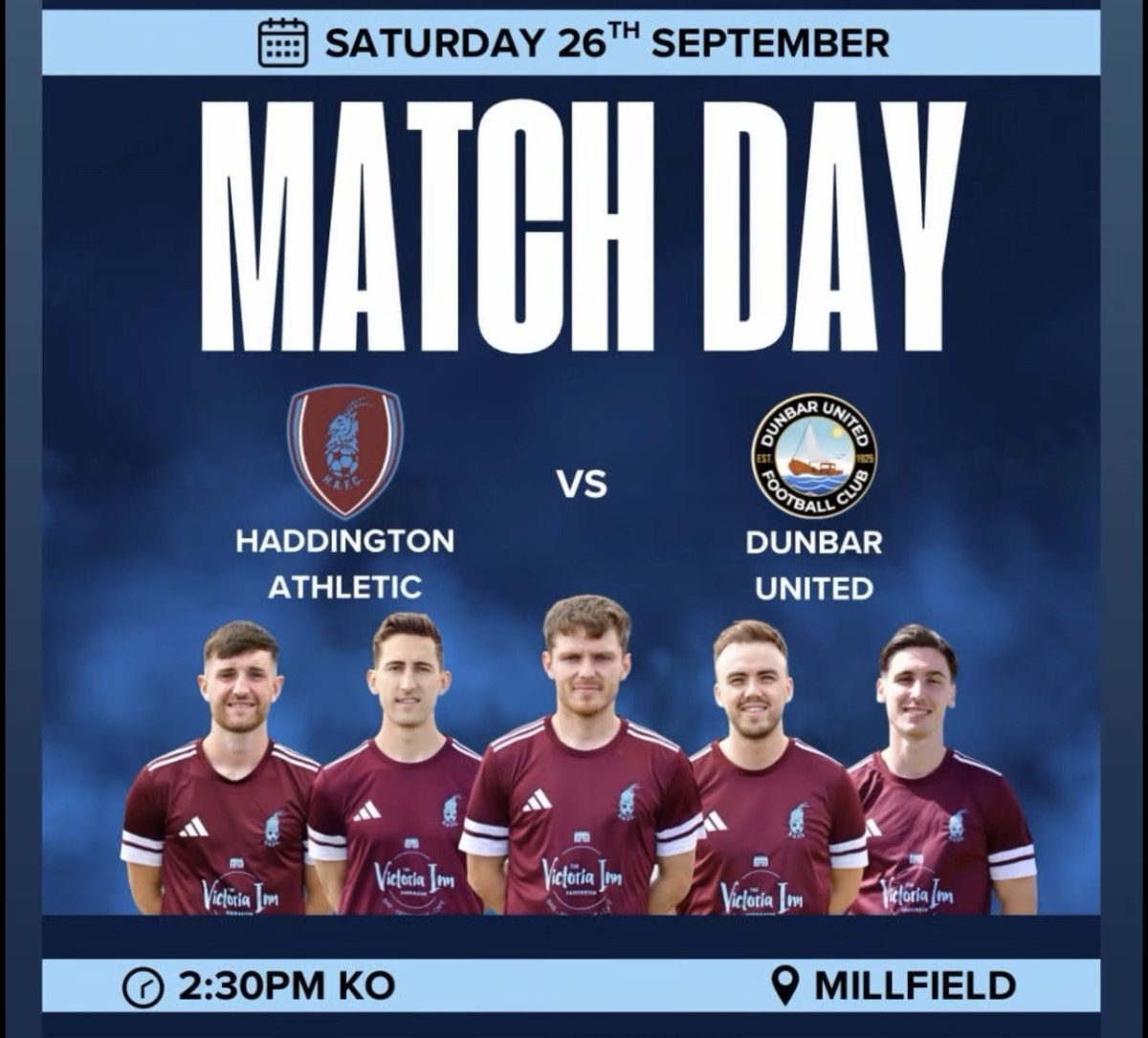 HaddAth's tweet photo. TODAY'S MATCH

At Millfield this afternoon the Lothians' easternmost clubs contest our 219th derby - honours were even in 2025/26 with two wins apiece.  It'd be great to bounce back from last week's setbacks with a positive result today. https://t.co/afNooQenDT