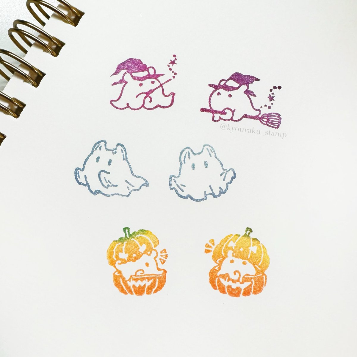 kyouraku_stamp's tweet photo. 🎃ハロウィンメンダコ👻 🆕✨

( 魔法使い/シーツおばけ/カボチャ)

#いきもにあ2026
#消しゴムはんこ https://t.co/ERvWuIdBRG