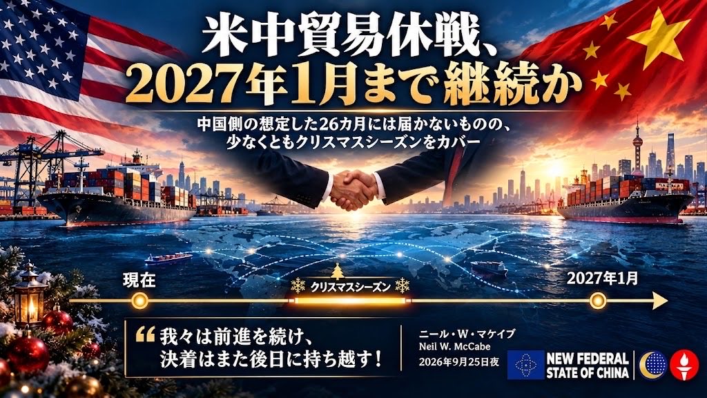 xiuhongxh's tweet photo. #NFSCMultiTranslation4️⃣7️⃣1️⃣2️⃣
ニール・W・マケイブ（Neil W. McCabe）氏：米中貿易休戦は2027年1月まで続く見込みだ。期間は中国側が予想していた26カ月には及ばないものの、少なくともクリスマスシーズンはカバーする。我々は前進を続け、決着は再び後日に持ち越されることになる。
2026年9月25日夜
澳喜🇦🇺日語🇯🇵
