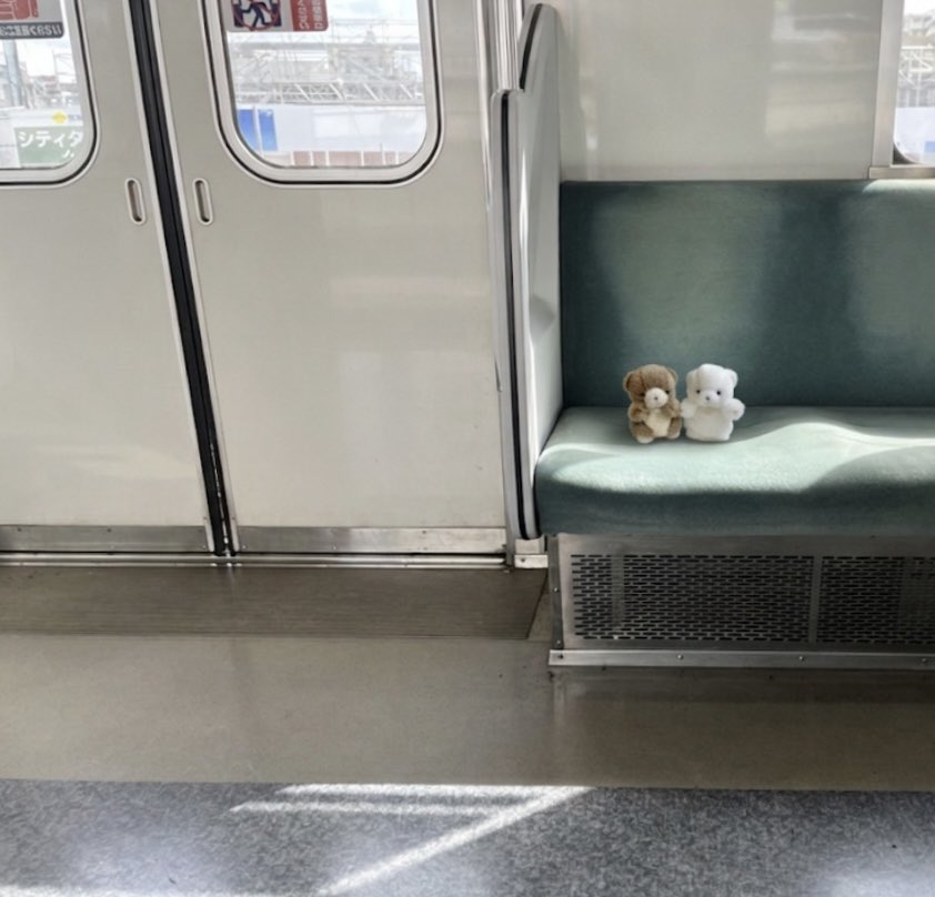 tanu202602's tweet photo. 🐻‍❄️「わたちたちの駅はなくなっちゃったのかな？」

🐻「なくなっちゃったのかもちれないね…」

コソコソ…

※間違えて、急行に乗ってしまったであろう2人組 https://t.co/znDe0iJFFT
