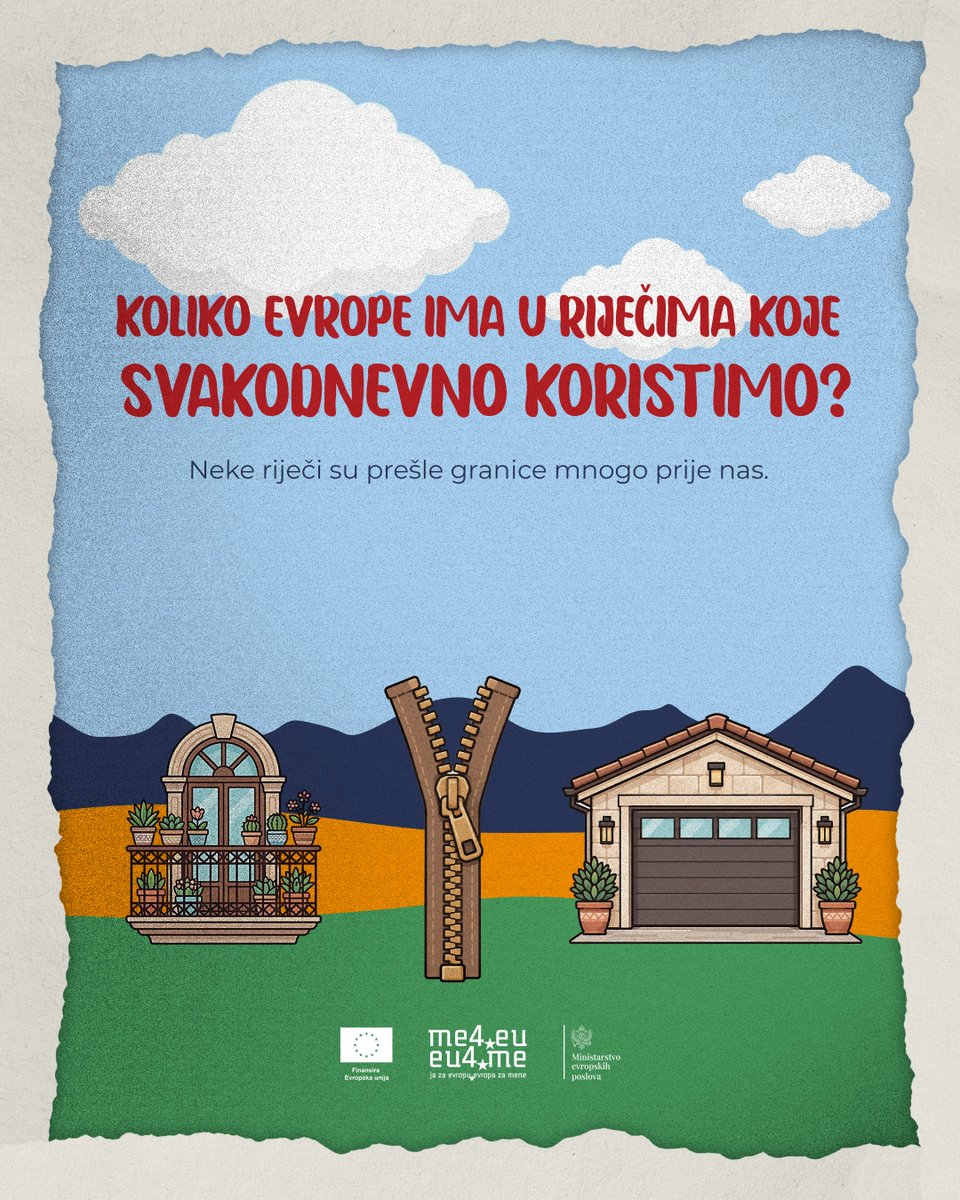 me4eu's tweet photo. Koliko različitih jezika već živi u riječima koje svakodnevno koristimo❓

Balkon, rajsferšlus, garaža – danas su sasvim običan dio našeg govora, iako su do nas stigle iz italijanskog, njemačkog i francuskog jezika. 🇮🇹 🇩🇪 🇫🇷 https://t.co/VdRGFdivCa