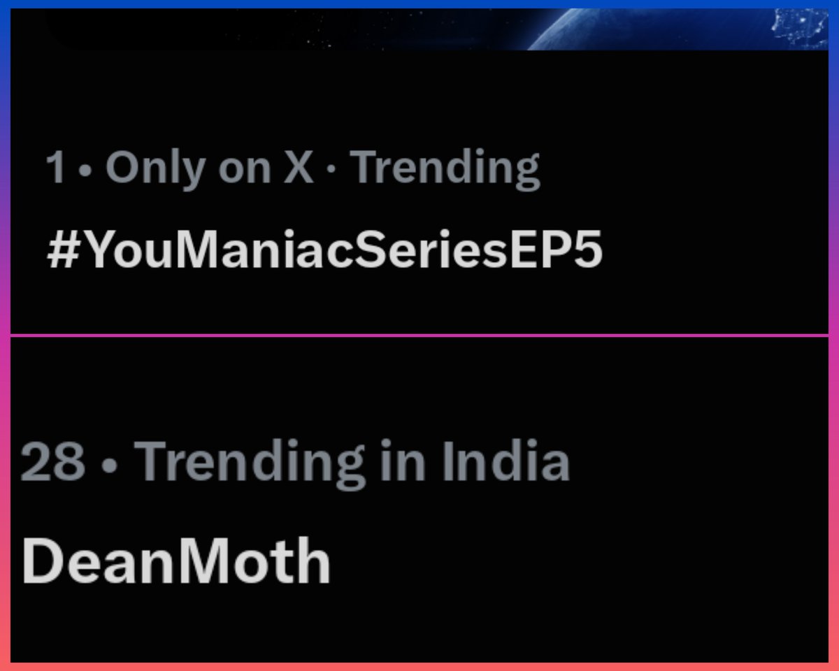 BtsGotMyBackk's tweet photo. Our Tag trending at #1 in Thailand 🇹🇭
DeanMoth trending at #28 in India 🇮🇳 

Let's bring our tag to India's trend table too !!!

#YouManiacSeriesEP5 https://t.co/xUFEfgcaNC