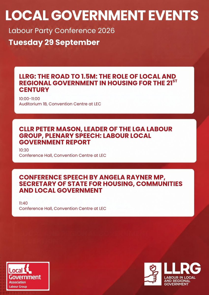 LGA_Labour's tweet photo. Looking forward to seeing many of you at #Lab26. Please see our local government events. Do also come to see us at the councillors lounge. https://t.co/Iyhjj6csNW