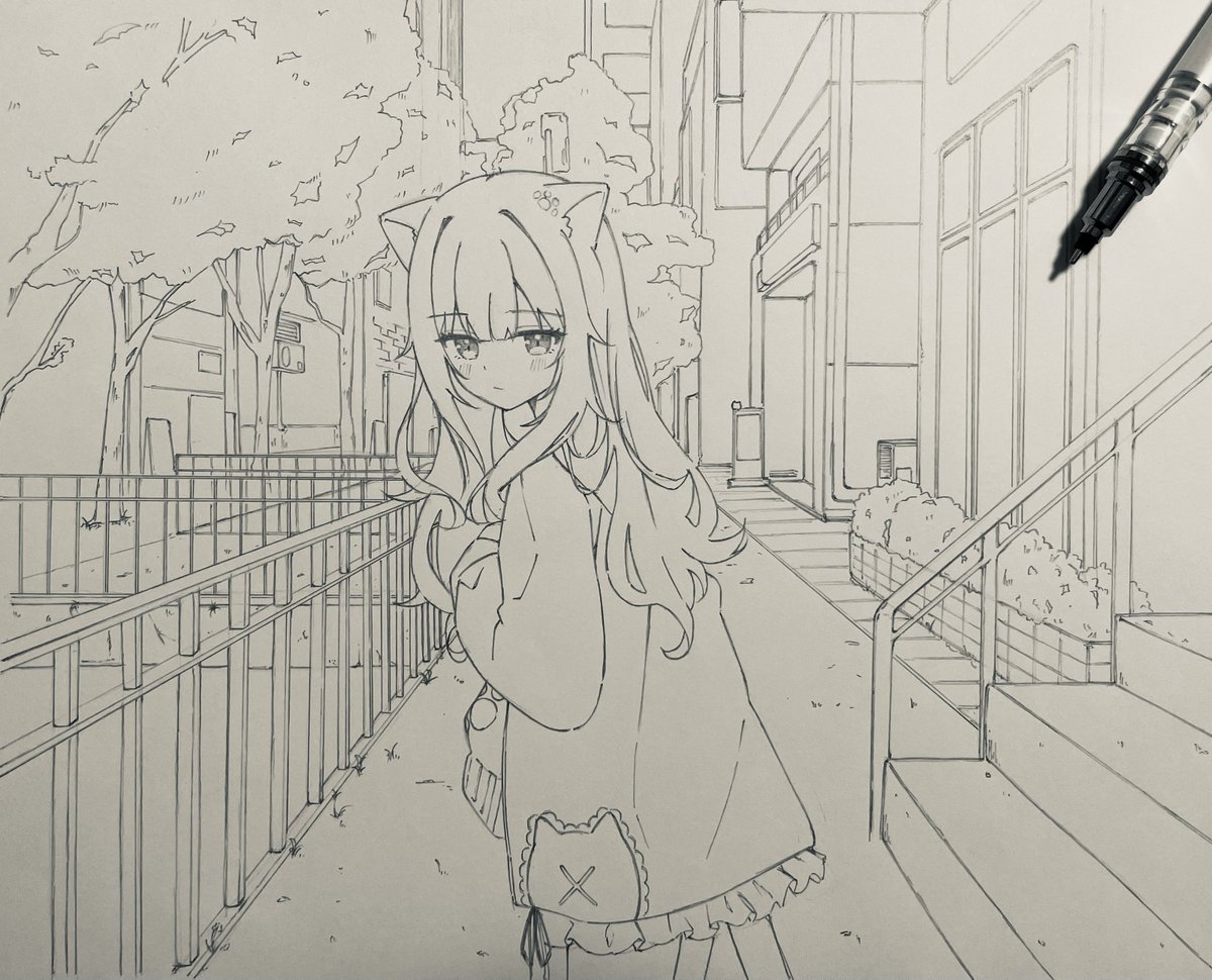 nyunyu0210's tweet photo. お久しぶりアナログ絵🐈‍⬛ https://t.co/X7i6vsT3WU