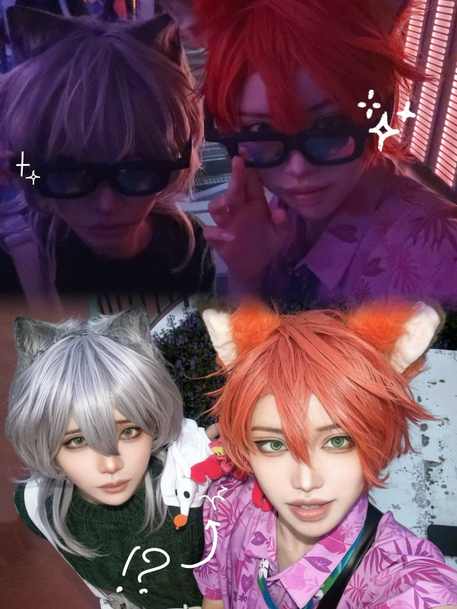 is_cosplay__'s tweet photo. 気まずそうな(？)2匹アウパしました🦊🐾
超～～楽しかった❣️晴れ女あまね氏に大きな感謝を……………
🏰
 #Dハロ仮装2026
(肩のｾﾊﾞｽﾁｬﾝがゼロを殴り倒していて爆笑) https://t.co/uUS7xXM9Q6