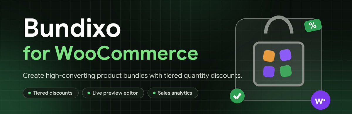 adnan_shawkat's tweet photo. 🎉 Bundixo is live on https://t.co/0xHWk8cNn4!

Build product bundles with tiered quantity discounts, a Gutenberg block & a storefront widget — discounts apply as real WooCommerce coupons, so totals are always right.

Free & open source 👇
https://t.co/TOdR1JnUgy

#WordPress #WooCommerce