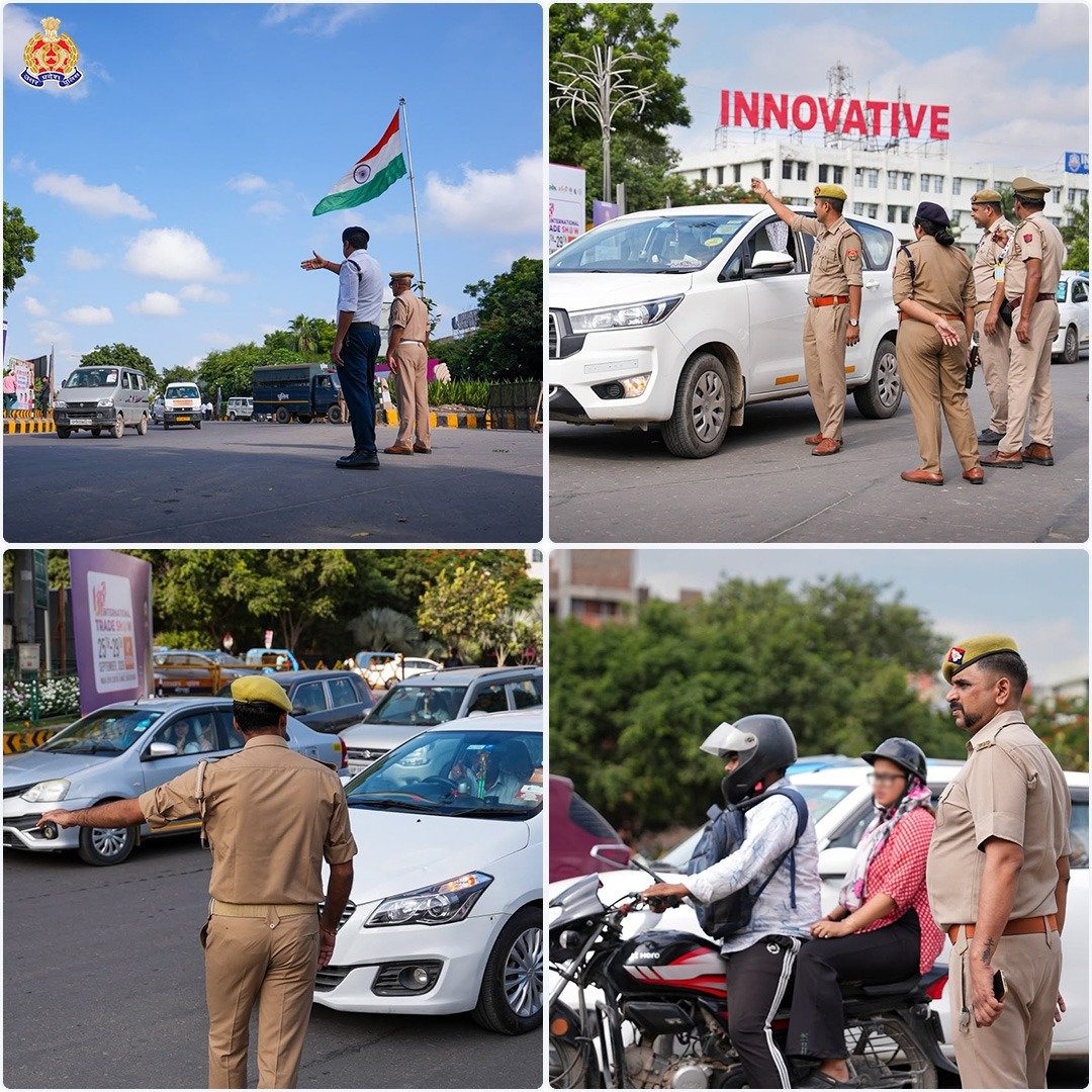 Uppolice's tweet photo. ट्रेड शो का उत्साह, सुरक्षा के पुख्ता इंतज़ाम!

ग्रेटर नोएडा में आयोजित UP International Trade Show 2026 में आने वाले आगंतुकों की सुरक्षा और सुगम आवागमन के लिए गौतमबुद्धनगर पुलिस मुस्तैद है।

सुचारु यातायात व्यवस्था, वाहनों एवं व्यक्तियों की चेकिंग और प्रमुख मार्गों पर पुलिस की सतर्क निगरानी के साथ हर आगंतुक को सुरक्षित एवं सुखद अनुभव देने का प्रयास जारी है।

आपका सफर सुगम हो, ट्रेड शो का अनुभव यादगार हो!

#UPPolice #UPITS2026 #NoidaPolice