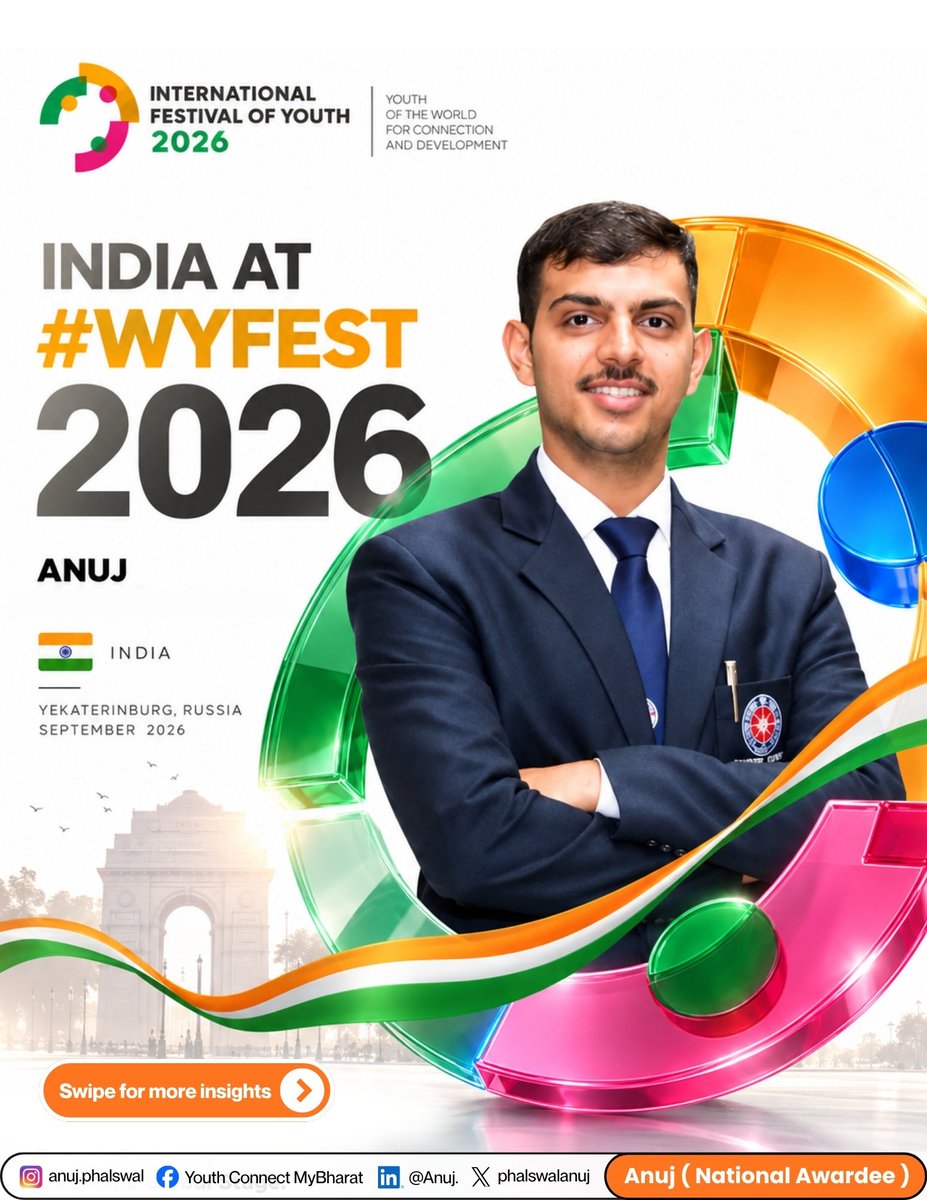 phalswalanuj's tweet photo. A few moments from WYF 2026 🇮🇳

Representing India, meeting people from different cultures, exchanging perspectives, and taking back experiences worth remembering.

Some journeys give you memories. Others give you a wider perspective. This one gave me both. https://t.co/L6SYq12Edc