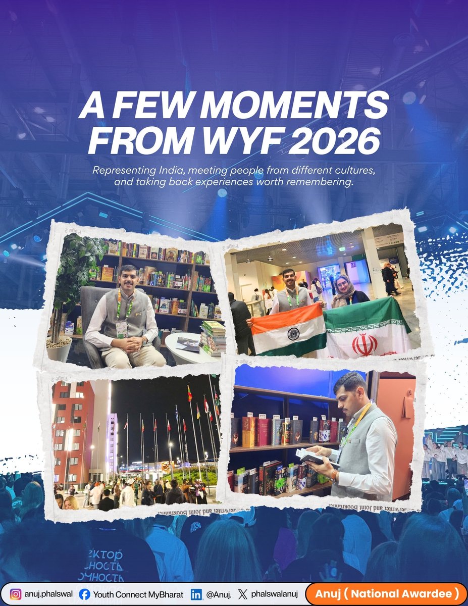 phalswalanuj's tweet photo. A few moments from WYF 2026 🇮🇳

Representing India, meeting people from different cultures, exchanging perspectives, and taking back experiences worth remembering.

Some journeys give you memories. Others give you a wider perspective. This one gave me both. https://t.co/L6SYq12Edc
