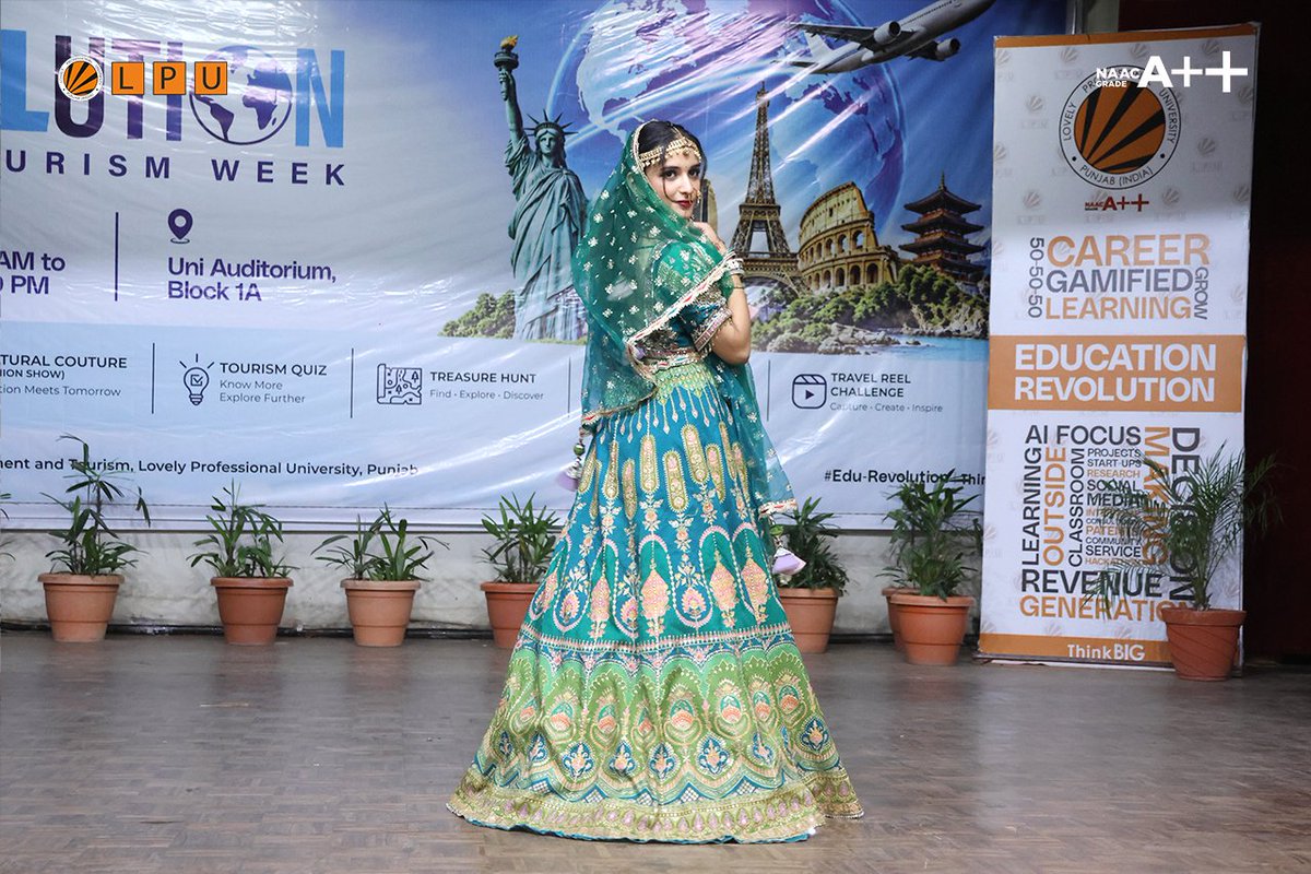 dsw_lpu's tweet photo. #TRAVOLUTION – #WORLDTOURISMWEEK 2026 

LPU’s School of Hotel Management &amp; Tourism celebrated tourism, travel, hospitality &amp; cultural exchange at the Uni-Auditorium. 

The fashion show mesmerised the audience with creativity, confidence &amp; vibrant cultural expressions! https://t.co/pyqOQNsD7S