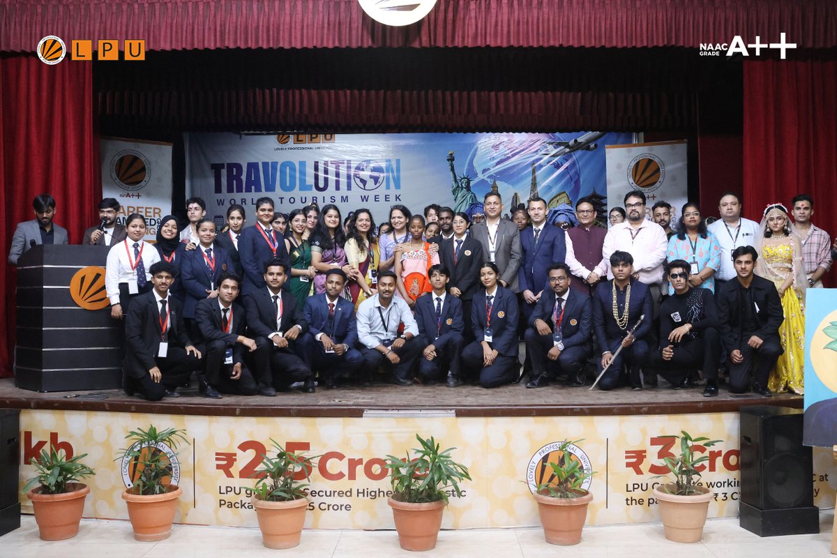 dsw_lpu's tweet photo. #TRAVOLUTION – #WORLDTOURISMWEEK 2026 

LPU’s School of Hotel Management &amp; Tourism celebrated tourism, travel, hospitality &amp; cultural exchange at the Uni-Auditorium. 

The fashion show mesmerised the audience with creativity, confidence &amp; vibrant cultural expressions! https://t.co/pyqOQNsD7S