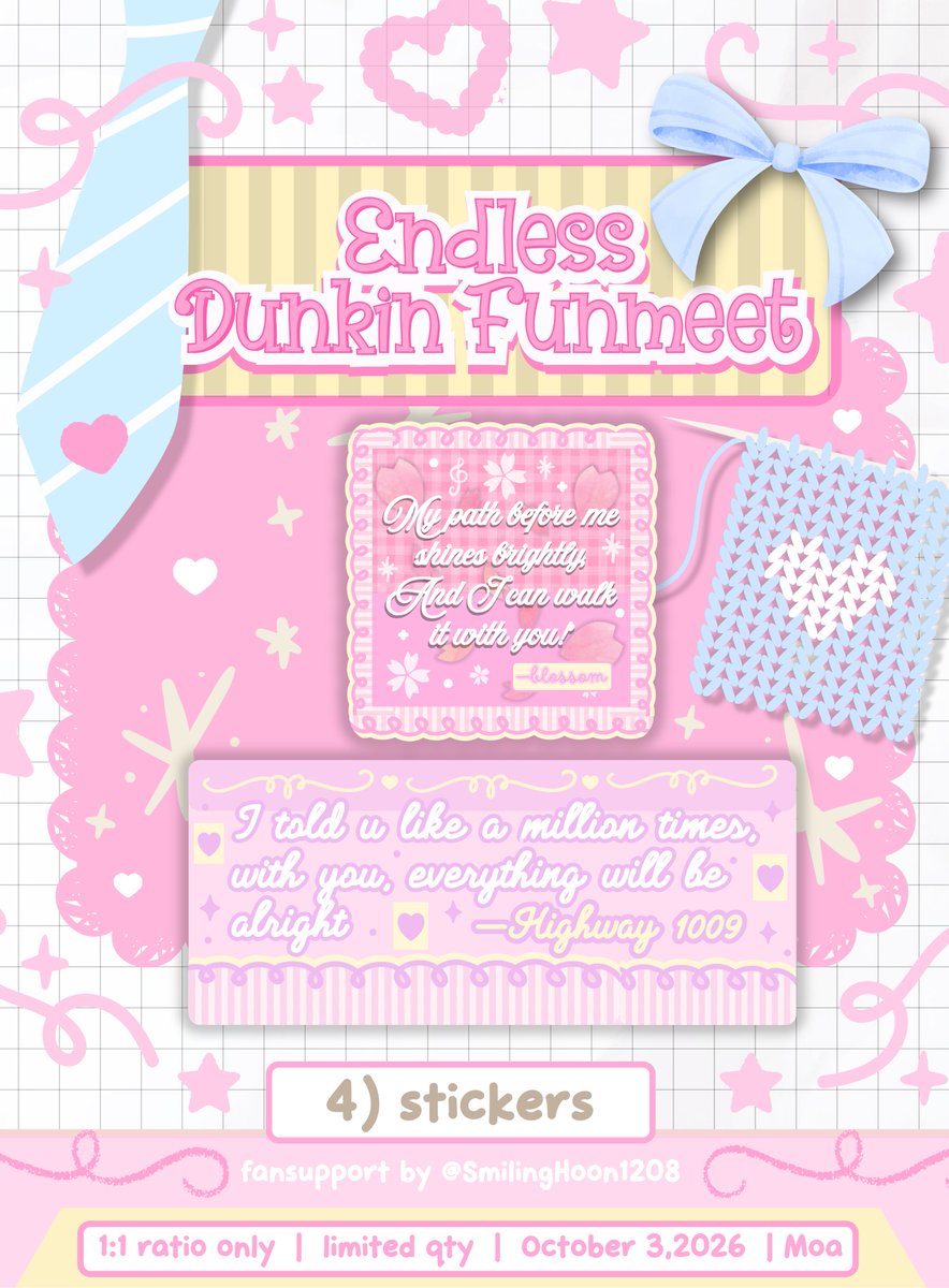 SmilingHoon1208's tweet photo. Wait! There's more!! 🫶💖

💖ENDLESS Dunkin' | Enhypen Funmeet💖
(Part 2🥹)

📅 10.03.26 
📍Mall of Asia Arena

🧡Enhypen Handbanner, Spotify Code Keychain, Mini- Uchiwa and Sticker set
🧡Fan support by: @SmilingHoon1208
🧡Pubmat and freebies designed by: @snwyhoonie

🍩 like and rt to spread (mbf is opt)
🍩1:1 & random
🍩Limited quantity 
🍩D-day trades only
🍩Will prio those with voting/ streaming proofs
🍩Also open to Team Labas

#DunkinPH_ENDLESS #ENDLESSFunMeet #ENHYPEN