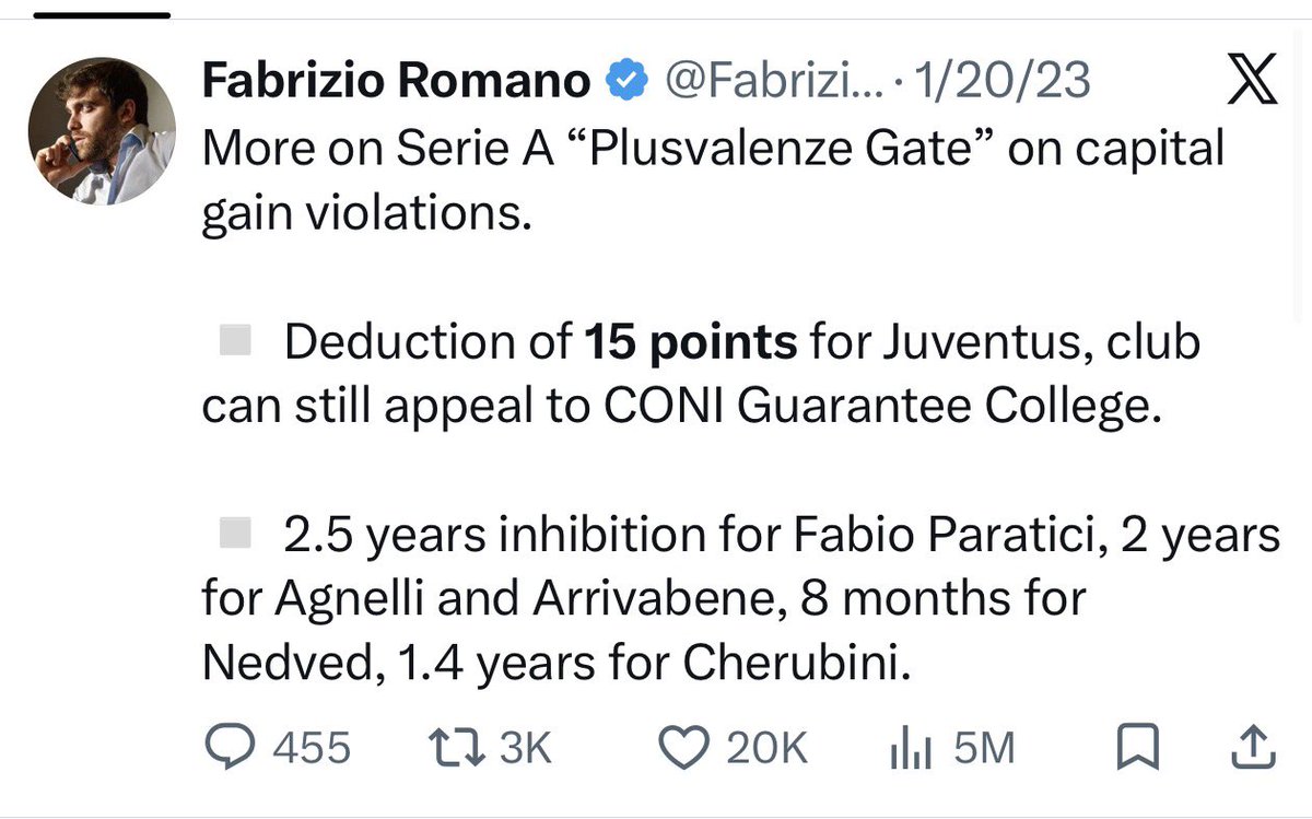 sunday_coach's tweet photo. Did, however, timely report on Juve’s ongoing point deduction case https://t.co/LreDxCSFy0