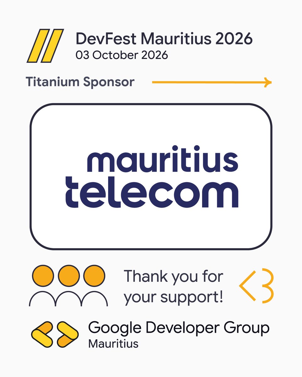 MSCraftsman's tweet photo. ๐ POWERING THE CONNECTION BEHIND DEVFEST.
Weโre pleased to have Mauritius Telecom as a Titanium Sponsor of DevFest Mauritius 2026!
๐
03 October 2026
๐ African Leadership College of Higher Education (ALCHE)
๐๏ธ Register now: https://t.co/Jpr32SgfeQ
#DevFestMauritius https://t.co/Ul4NfeEGKK