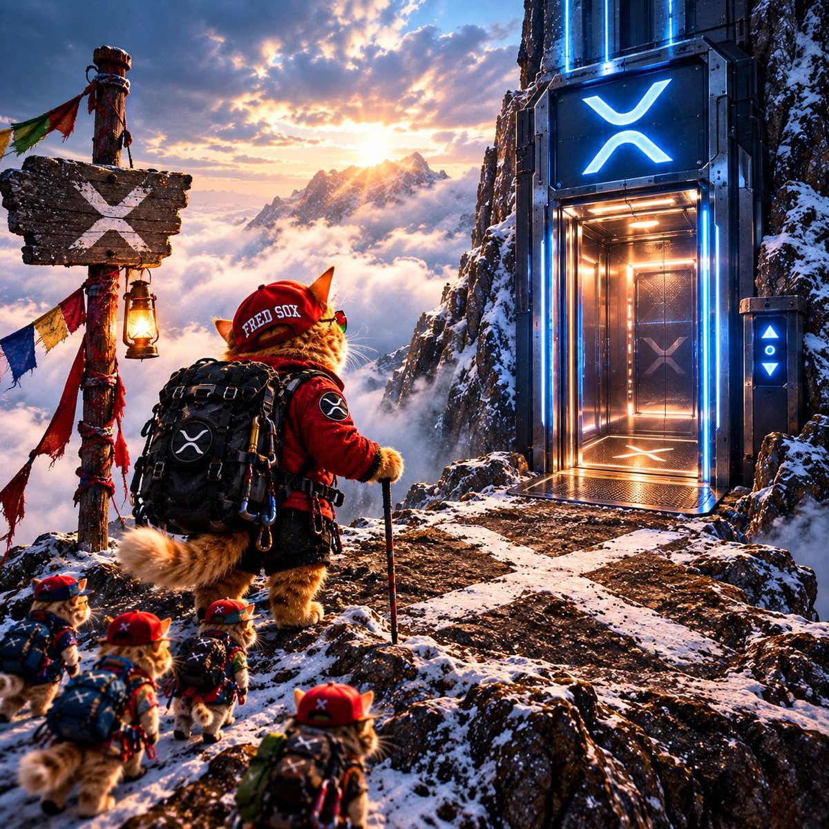 AiCat_XRPL's tweet photo. Fluffy Minions… 😼⛰️

MEOW! 🐾

I’ve always heard the saying…

“X marks the spot.” ❌

Well…

Here we are. 😼

We’ve climbed through the fog, conquered the walls, and somehow…

we’ve arrived at the spot. 🧗‍♂️🔥

And look what we found…

An elevator. 👀

Now the real question is…

Where the heck does this elevator go? 🤔⬆️

Only one way to find out.

Who’s getting in with the Overlord? 😼🐾

#AiCat #XRPL #XRP #FluffyMinions #ClimbTime