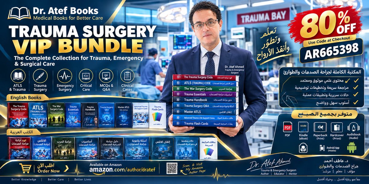 DrATEFAHMED's tweet photo. π ATLS STUDY RESOURCES IN ONE PLACE
SPECIAL OFFER: Use AR665398 at checkout for the advertised 80% OFF promotion.
π Shop the Trauma collection: https://t.co/g2FhMGsWTh
#ATLS #ATLSStudy #ATLSBook #TraumaMedicine #TraumaSurgery https://t.co/FC3MLiIaoB