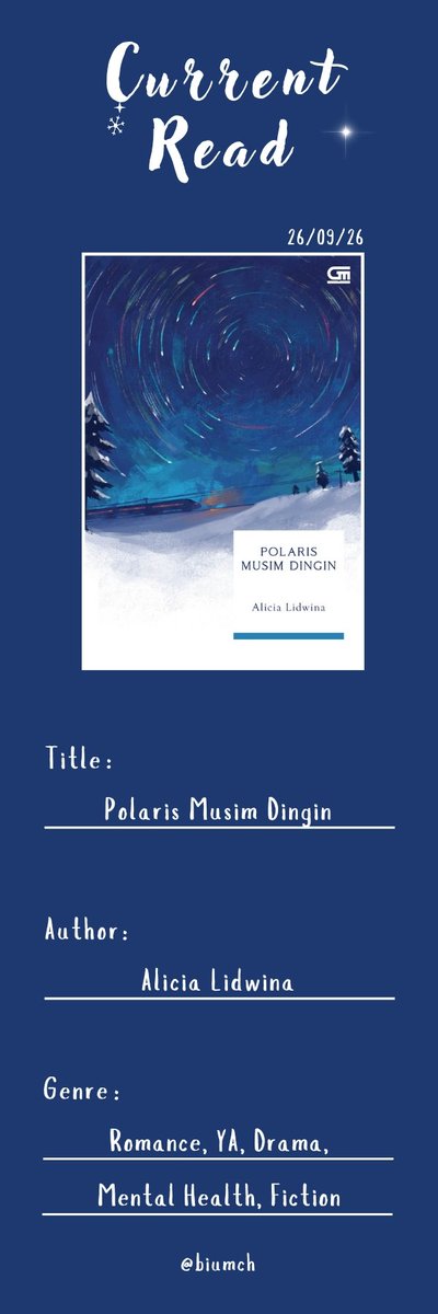 biumch's tweet photo. Current Read #BiumPages
Polaris Musim Dingin
by Alicia Lidwina https://t.co/iiz1BsctMH