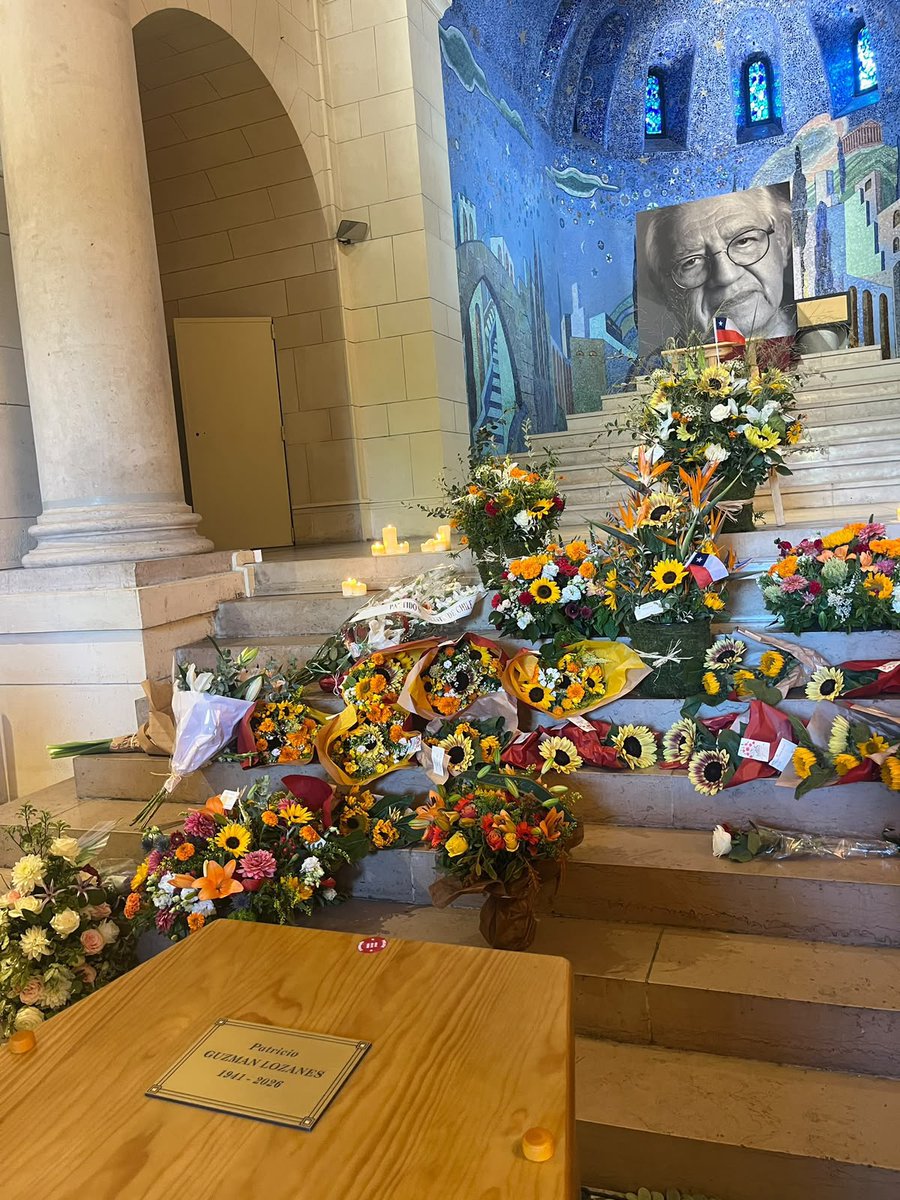 Sanfeliu's tweet photo. Ninguneado por el gobierno de su país, despedido por todos los directores de los principales festivales de cine del mundo. Centenares de girasoles llegaron desde Chile y el mundo para el funeral de Patricio Guzmán. ¿Por qué girasoles? Porque esa flor siempre busca la luz. Salud! https://t.co/NNHppo2JZy