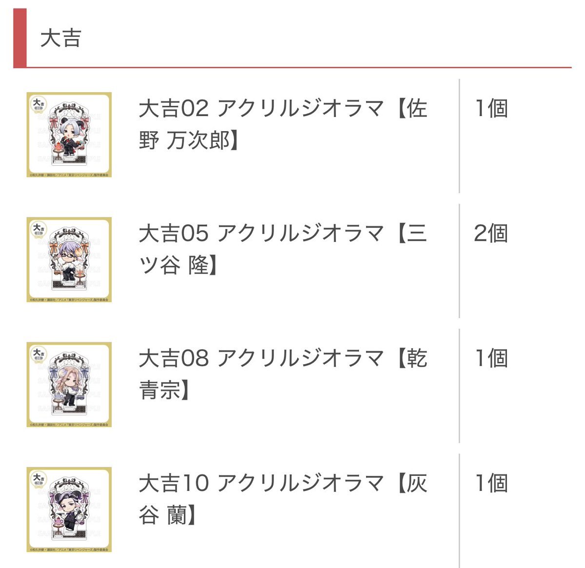 Rii___001's tweet photo. 【交換･譲渡】東京リベンジャーズ 東リベ まるくじ ひつじな執事

【譲】 画像のもの

【求】 同賞羽宮＞同賞松野＞(定価＋送料)

〇なるべく纏めての方優先
お気軽にお声掛け下さい🌸 https://t.co/TlEP57G6pI