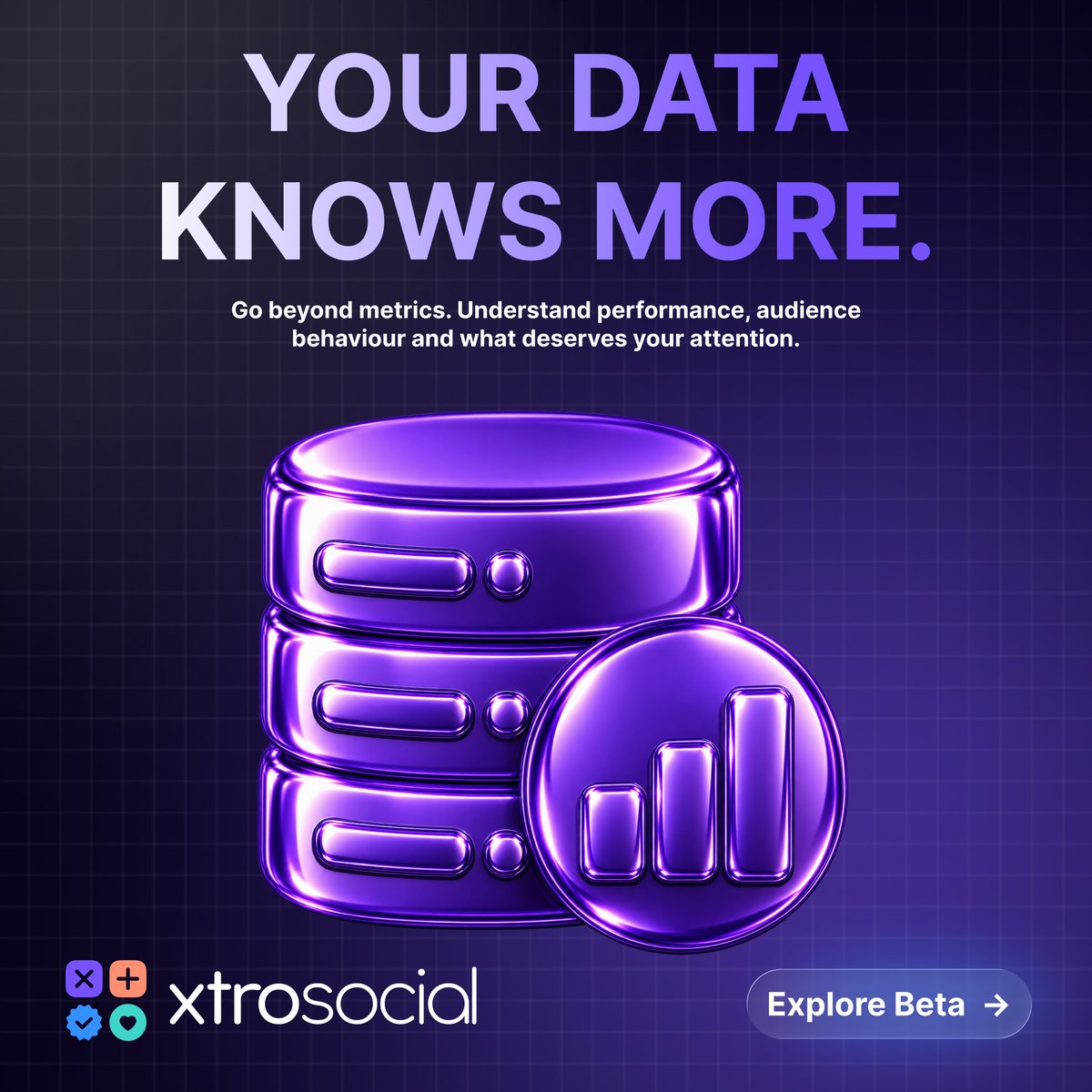 XTROSocial's tweet photo. Your data knows more. 📊

The best insights are already in your analytics.

XTRO Social helps you turn data into smarter decisions.

🚀 Explore the beta. 
👉 Link in bio.

#XTROSocial #Analytics #SaaS https://t.co/PaZf0T5aqs