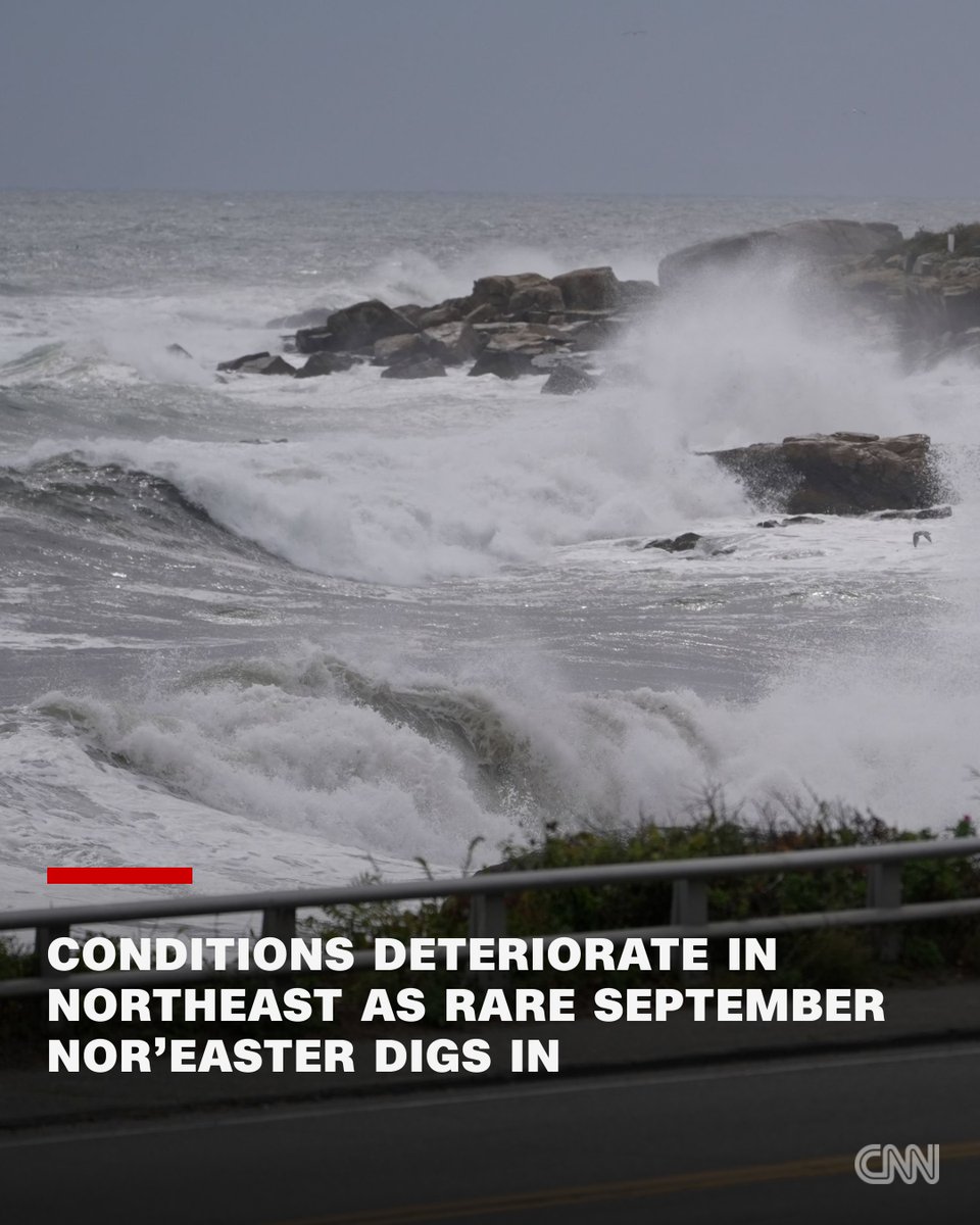 CNN's tweet photo. A strong early season nor'easter has arrived in the Northeast and is delivering a prolonged stretch of strong wind, soaking rain and coastal flooding to the region through the weekend. Follow live updates. https://t.co/JjQ2Z4YGvO https://t.co/IAKzW9izQH