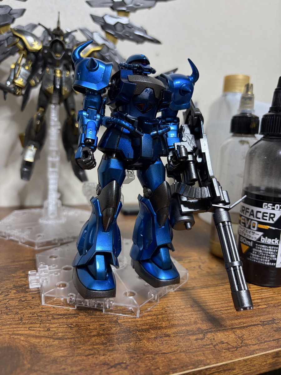 siro99989's tweet photo. グフカスタム、完成！！
指揮官用アンテナはなくしました😭

 #ガンプラ
 #ガンプラ好きと繋がりたい https://t.co/tgO3pE6llC