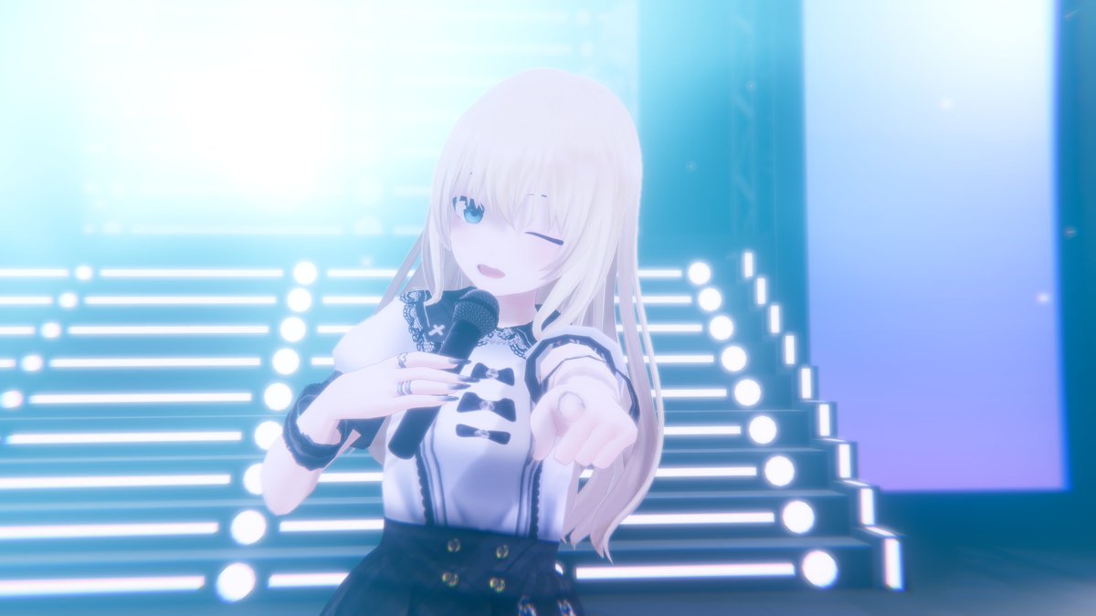 tsumuriumu's tweet photo. あやたか様のショップ賞でいただいた「病みかわアイドル」を着させていただきました！レースや金属部分の描き込みが緻密でステージに立つとテンションが上がる！長いネイルは初着用ですが良いですね～
#あやたか作3D https://t.co/fe4J7p3m85