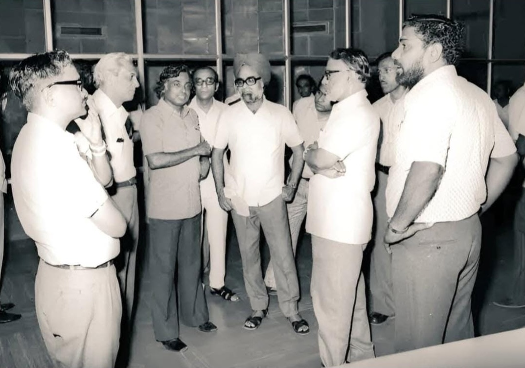 Jairam_Ramesh's tweet photo. As the nation warmly recalls Dr. Manmohan Singh on his birth anniversary today, here is a lovely throwback to historic Sriharikota on Aug 8, 1978. Dr. APJ Abdul Kalam is speaking. The legendary Satish Dhawan, the architect of ISRO, is on his left and the eminent physicist-science administrator MGK  Menon is on Dr. Singh’s right. This was a Space Commission meeting.