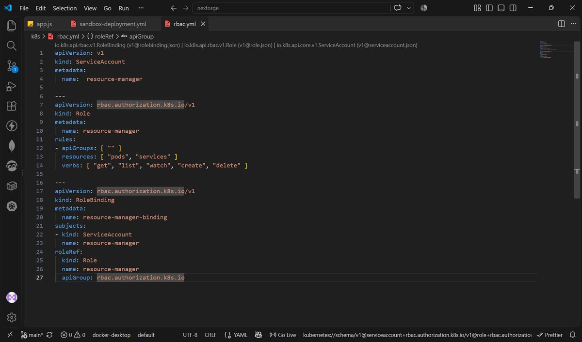 ritik_kumar22's tweet photo. Log 169 - dynamic sandbox orchestration.

Learned how Node.js can use the Kubernetes API to dynamically create Pods &amp; Services.

Also explored RBAC, subdomain-based proxy routing, proxy caching, and WebSocket support.

sandboxId → Proxy → Service → Pod

#Kubernetes #Docker https://t.co/44X6b8jJ9z