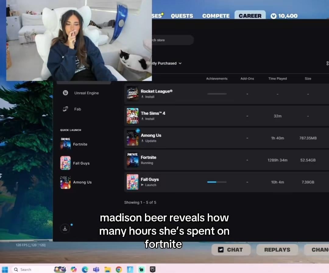 InfoFortniteES's tweet photo. Madison Beer ha jugado 1289 horas a Fortnite.

Parece el ídolo con skin que más ha jugado al juego, exceptuando los pro players y creadores de contenido. https://t.co/BUizpoRvtn