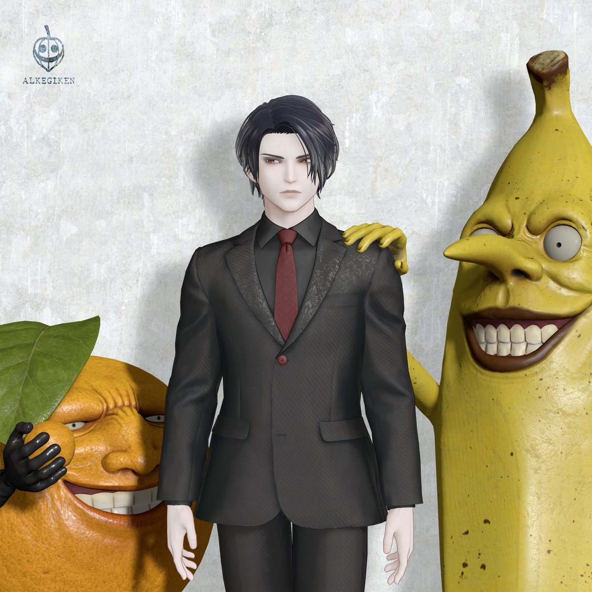 PhyAlke's tweet photo. 所属ショップの先輩に困惑するルシアン🍊🍌 https://t.co/5QgrkPUZ1a