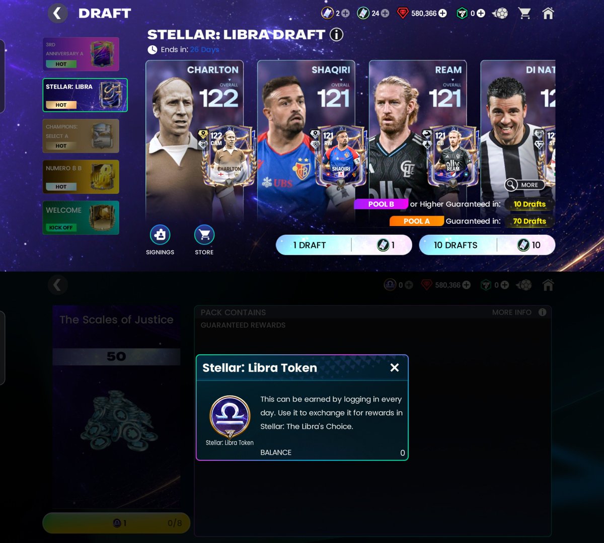 Enzo9Gaming's tweet photo. 🚨 2 BUGS in the STELLAR EVENT

Bug #1: Libra Draft is using FC Draft Vouchers instead of the special STELLAR Draft Vouchers.

Bug #2: We are NOT receiving the Daily Libra Tokens.

@EASFCMOBILE https://t.co/tCWCqw5xd9