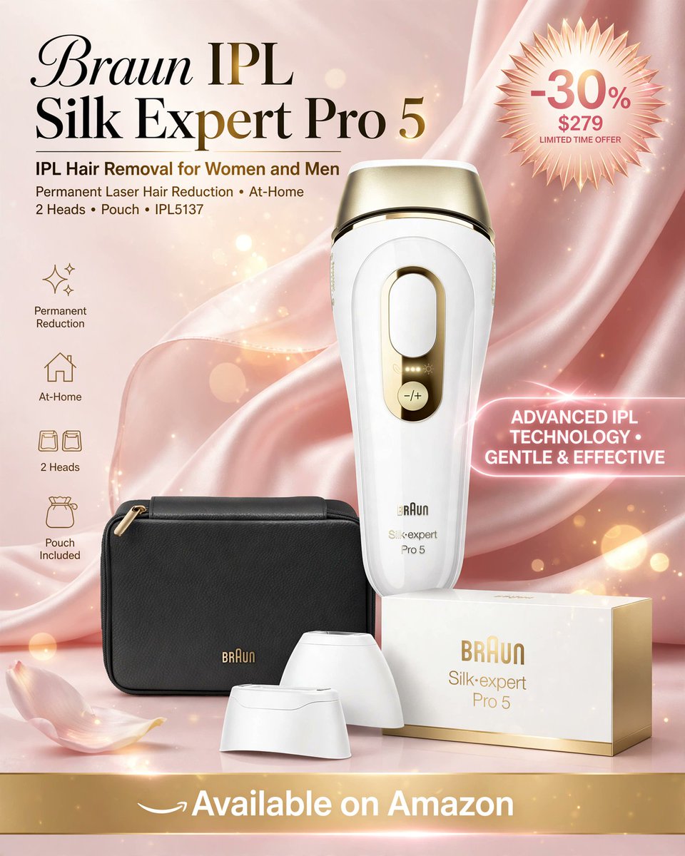 PrimesDeals's tweet photo. ✨ Braun Silk·Expert Pro 5 IPL Hair Removal ✨

⚡ Fast At-Home IPL Hair Reduction
🎯 2 Precision Heads Included
👩‍🦰 For Women &amp; Men
💰 30% OFF — $279.00
🔗 Affiliate Link 👉 https://t.co/38erq9kV1o https://t.co/ZWNBqpRNsc