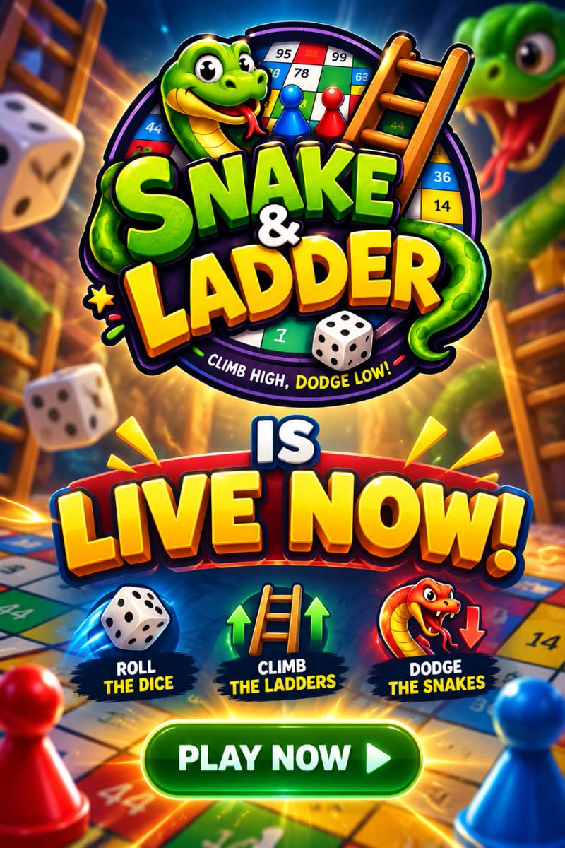 StringArc8's tweet photo. 🐍🎲 SNAKE &amp; LADDER IS LIVE! 🎲🐍

Roll the dice. Climb the ladders. Dodge the snakes. 🪜🔥

The game is LIVE NOW — jump in and play! 🚀

https://t.co/VDnIhdh2yJ

#SnakeAndLadder #NowLive #IdleGames #GameOn #PlayNow #Gaming 🚀 https://t.co/qeX8VA3k3F