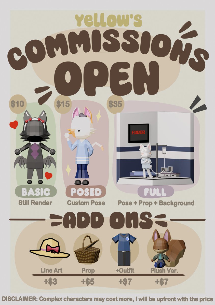 Yellow_31415's tweet photo. After a ton of procrastinating n self doubt, commissions are finally open!!!

DM me with ur character ref sheets if interested, some more info in replies!!! https://t.co/BrW4N6Sz8X