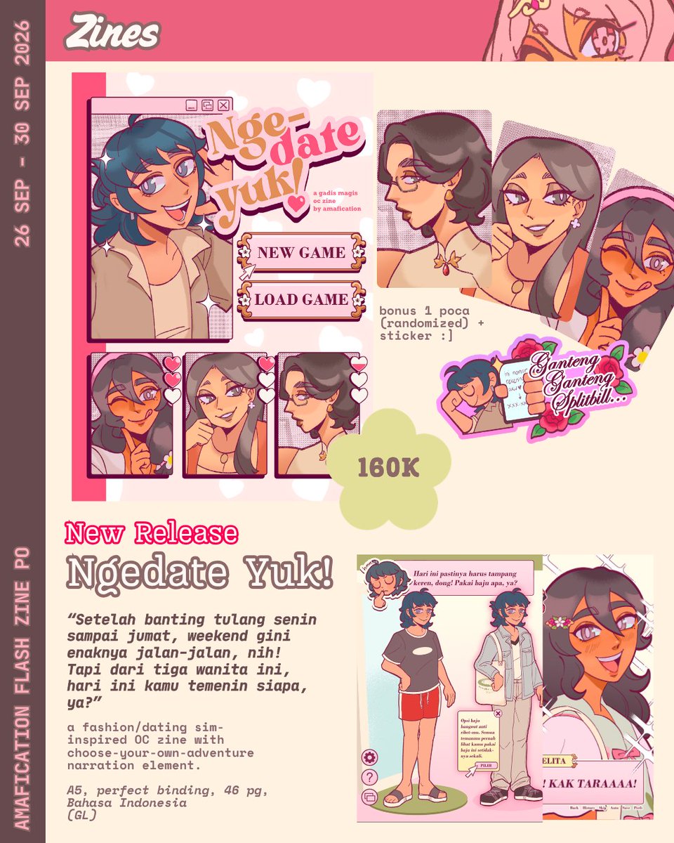 amafication's tweet photo. Repost appreciated! 🫶
[AMAFICATION CF23 ZINE FLASH PO]
i'm opening a quick PO for my GADIS MAGIS ZINE! scroll below for page samples :)

📅26 Sept- 30 Sept 2026
🖼️ GL OC zine, fashion OC zine
🔗 https://t.co/5C4BQ8RMtD https://t.co/7yW2FZMYUU