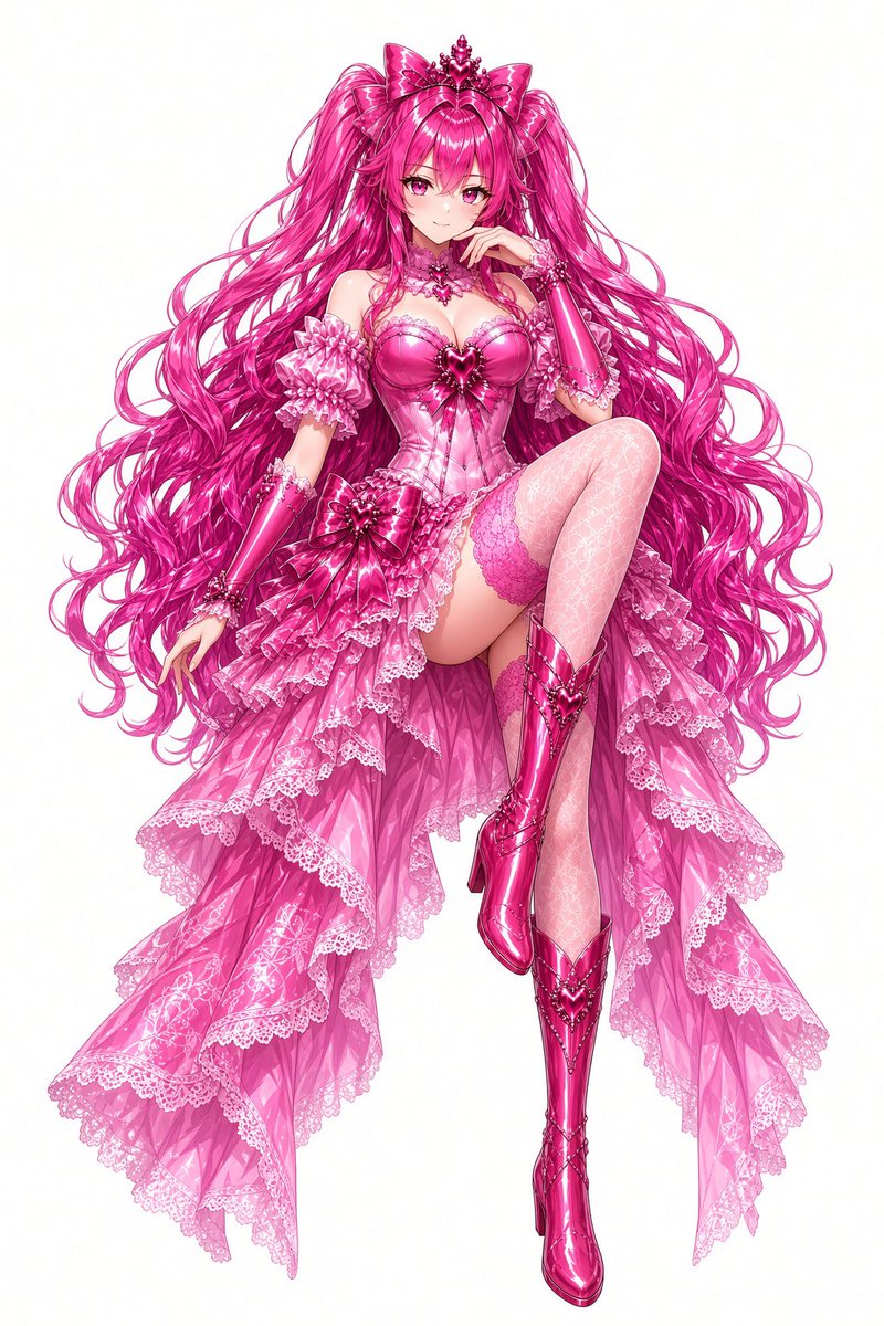 Latex_AI_Chouya's tweet photo. オリジナルキャラ（悪堕ち前の��）を生成したら、勝手にツインテールにされてまるでキュ○○ジェスティだったので、色を紫にして背景をつけたらこんな感じww

てかアップデート入ってからchatgptとGrokが規制厳しくなった癖に言うこと聞かないwww

※（一枚目）でちゃった奴のアレンジ
（二枚目）意図せずでちゃった奴
（三枚目）本当に出したかった奴