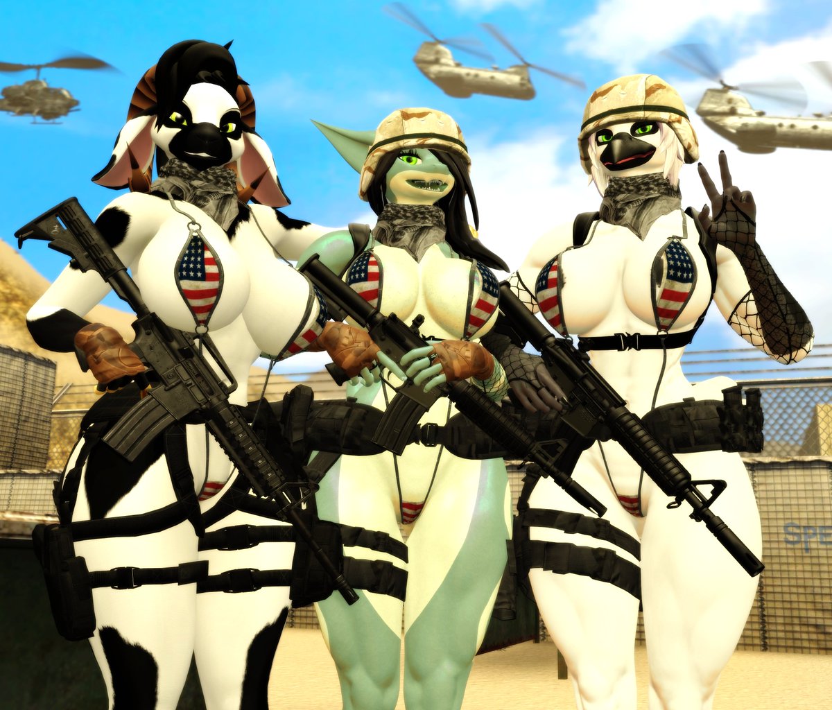 LoveDog43421822's tweet photo. 🇺🇸 FurrNational🔞✯ P0K3R🂱 🇺🇸
🐑@reedbreacher 🐦‍⬛@PokeriioO 🦈
They're at the U.S. Army shooting range <3 This is their new uniform! 
#furryart #furry #Gmod #Nsfw https://t.co/HLW384MvYF
