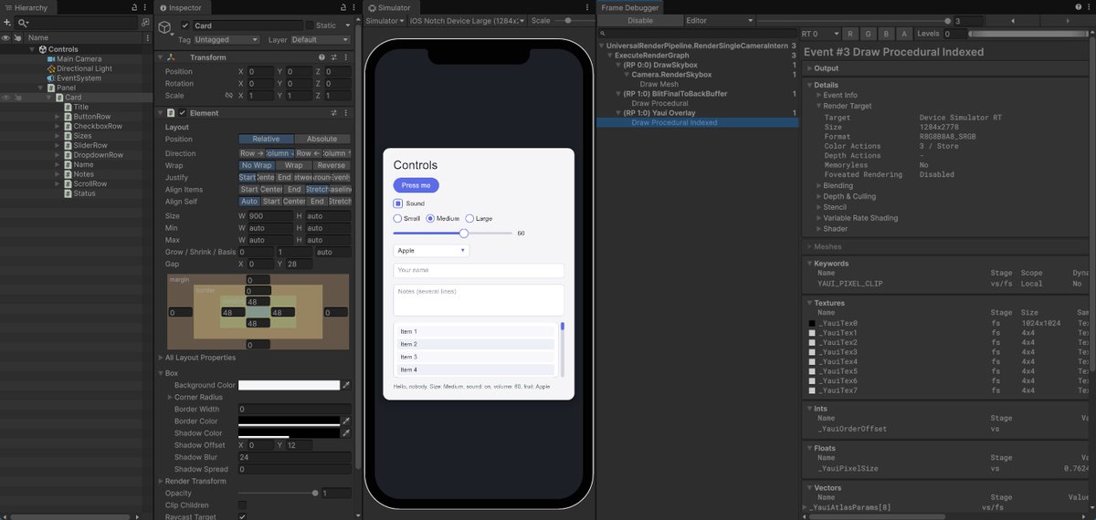 ruccho_dev's tweet photo. 顧客が本当に求めていた Unity UI（シングルパス・GameObjectベースでPrefab/Animator互換・Flexboxレイアウト・マルチスレッド処理）ができた https://t.co/6ZnhaPGW4C