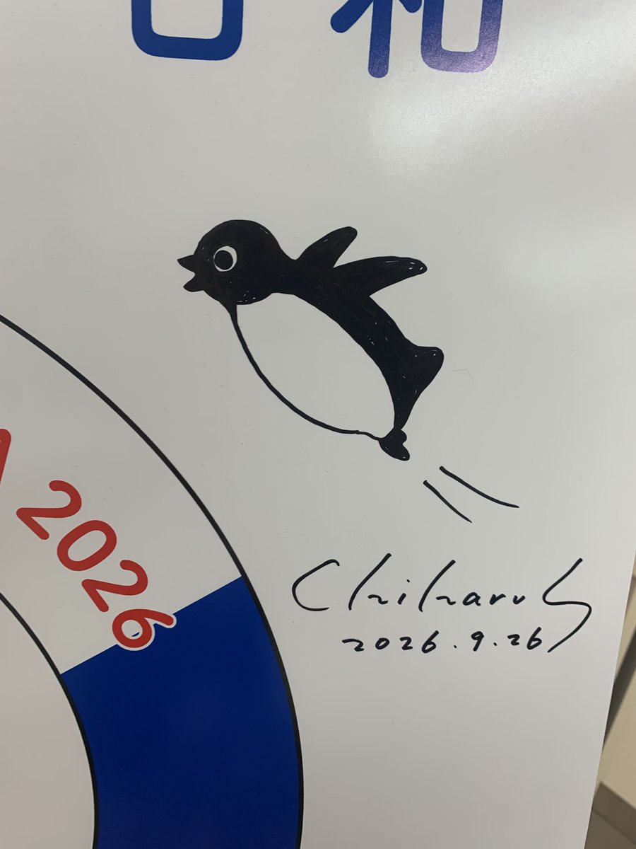 m___sacan's tweet photo. 原画展見てたら坂崎先生きてペンギンとサイン書かれて行った！！！！感激すぎる https://t.co/SjshJrs27C