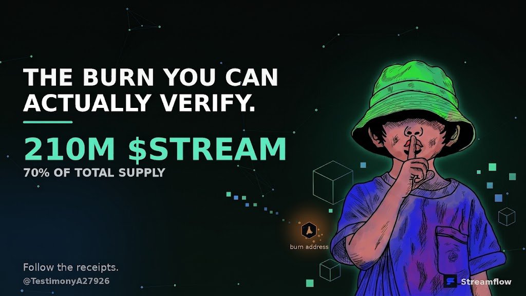 TestimonyA27926's tweet photo. Crypto Twitter loves saying “BIG BURN” 
But I wanted to know one thing:
Can we actually verify it? 

So I followed the receipts on $STREAM.

And the numbers are interesting... https://t.co/exrK1OFjLZ