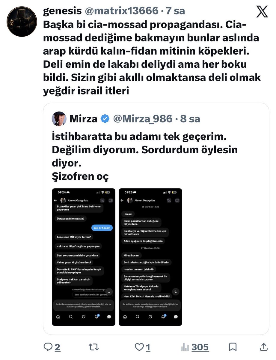 Mirza_986's tweet photo. Buda priv hesabı. Cia ve Mossad’a çalıştığımı iddia ediyor. Kendisininde deli olduğunu. https://t.co/PFJ8ocsiZb