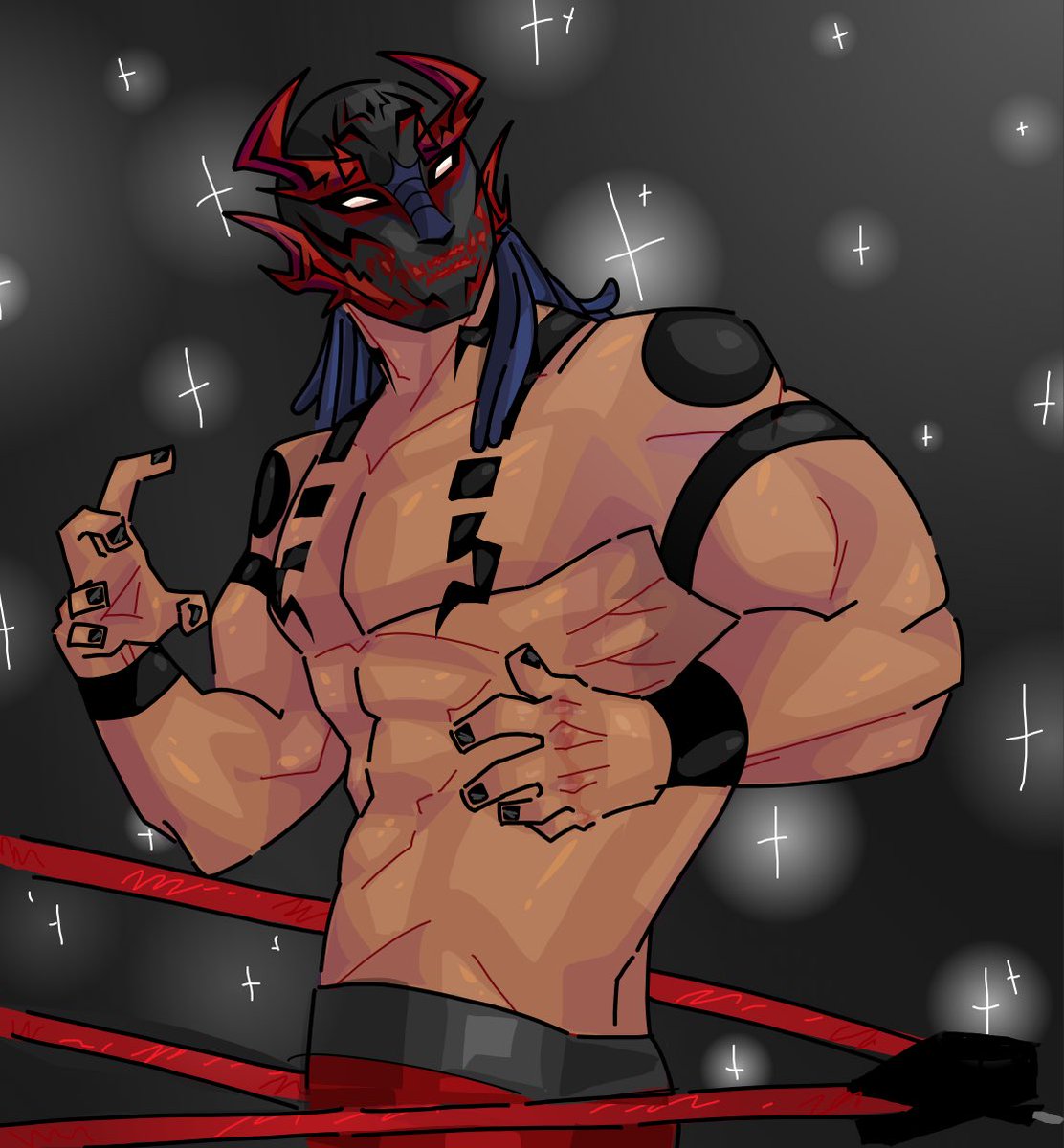 ChatterTeeth34's tweet photo. Lucha Libre Sukuna AU https://t.co/1EibEpafrs
