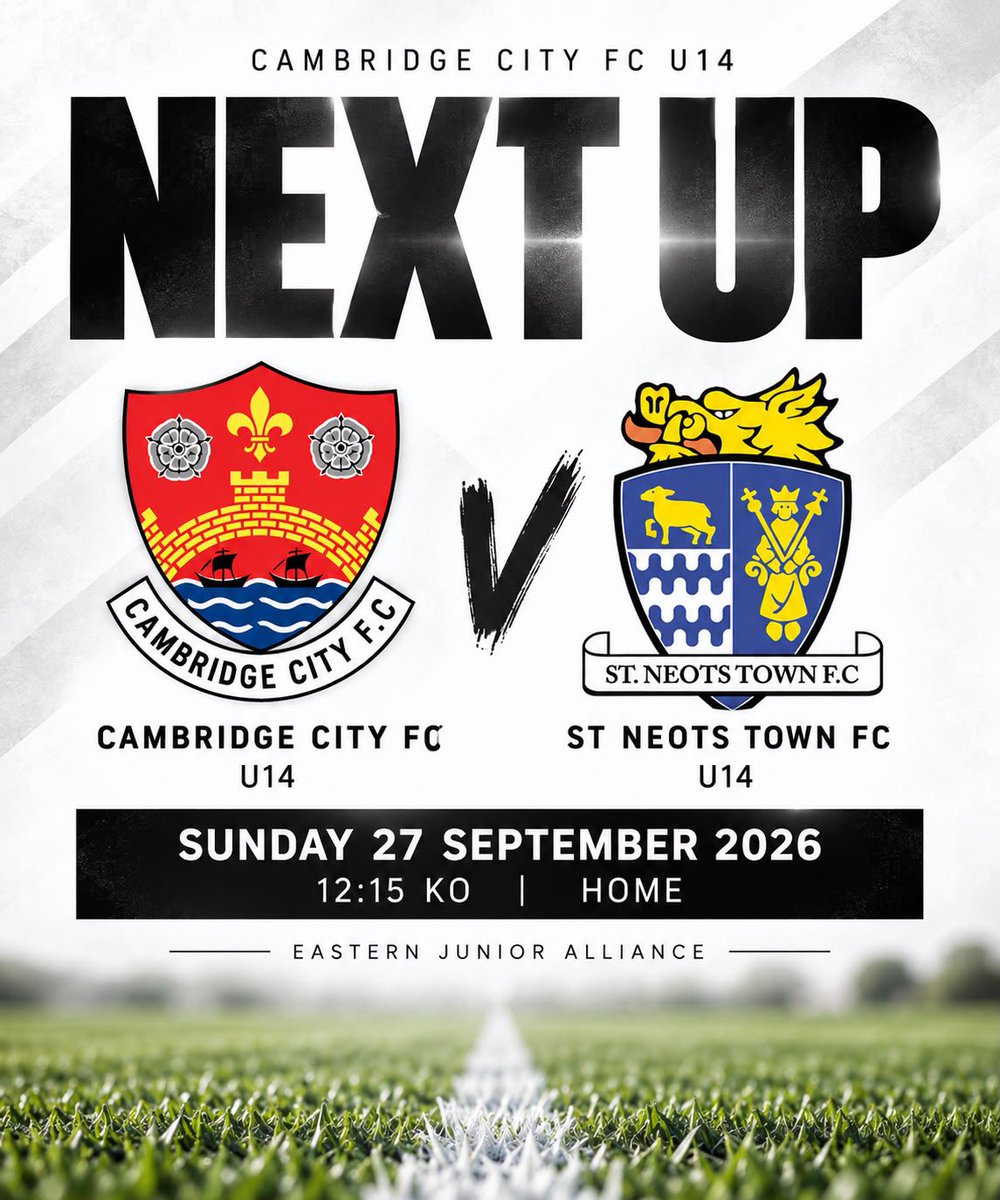 camcityyouth's tweet photo. The U14’s welcome St Neots Town for match day 3! 
Why not come down to support the lads &amp; experience our excellent facilities as they look to maintain their 100% start to the season 🤍🖤 https://t.co/xPCFYu5ByC